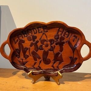VINTAGE LABADEE HAITI HAND CARVED TRAY